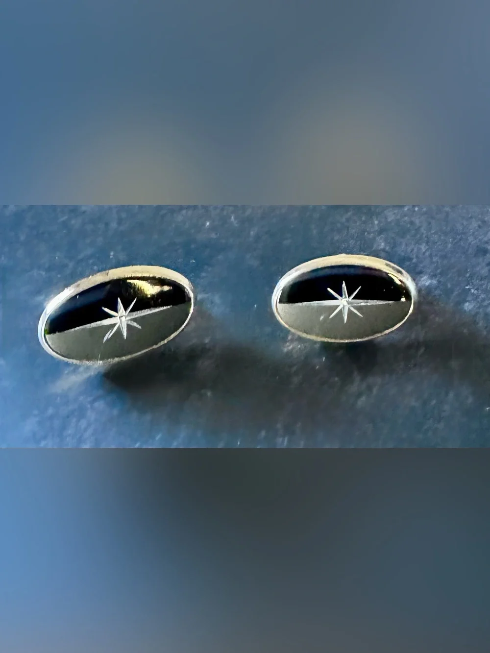 Vintage MCM Swank Black Enamel Starburst Cufflinks |  Atomic Age | 1950s-1960s